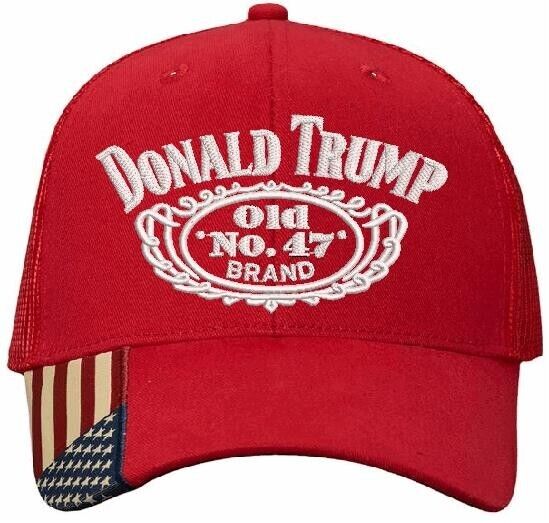 Trump Hat Old No. 47 Embroidered Flex Fit Hat Trump 45 47 MAGA Flag Brim Adj Hat