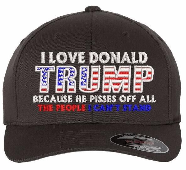 Trump 2025 PISSES OFF PEOPLE I CAN'T STAND Flex Fit DARK GRAY Embroidered Hat