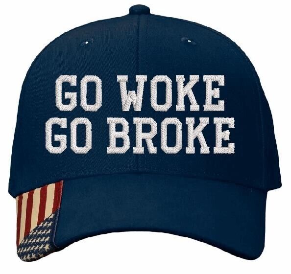 Trump 2025 Hat GO WOKE GO BROKE Adjustable Hat with Flag Brim Trump 2024 Hat