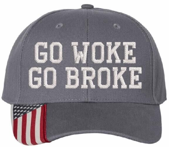 Trump 2025 Hat GO WOKE GO BROKE Adjustable Hat with Flag Brim Trump 2024 Hat