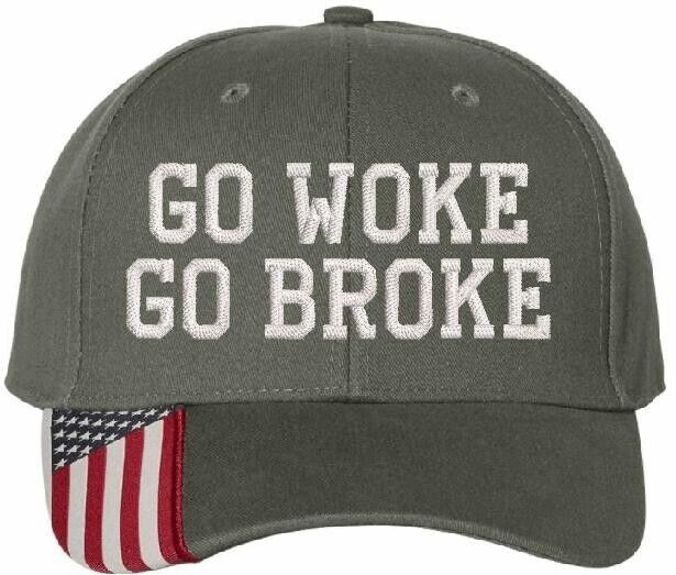 Trump 2025 Hat GO WOKE GO BROKE Adjustable Hat with Flag Brim Trump 2024 Hat