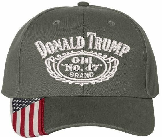 Trump Hat Old No. 47 Embroidered Flex Fit Hat Trump 45 47 MAGA Flag Brim Adj Hat