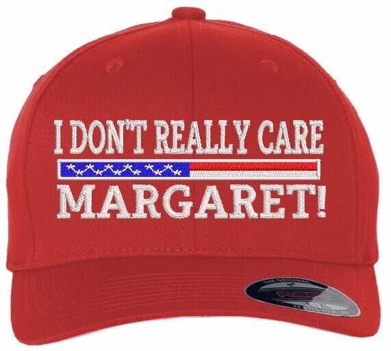 JD Vance I don't really care Margaret Embroidered Flex Fit RED Hat & Back Flag