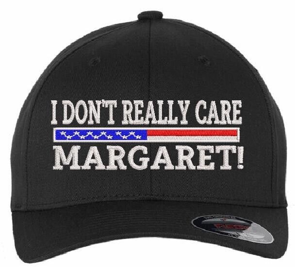 JD Vance I don't really care Margaret Embroidered Flex Fit Black Hat & Back Flag