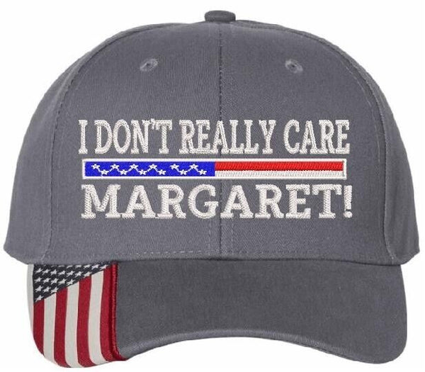 JD Vance I don't really care Margaret Embroidered Adjustable Hat GRAY USA Brim