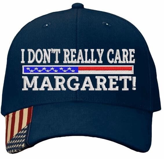 JD Vance I don't really care Margaret Embroidered Adjustable Hat NAVY USA Brim