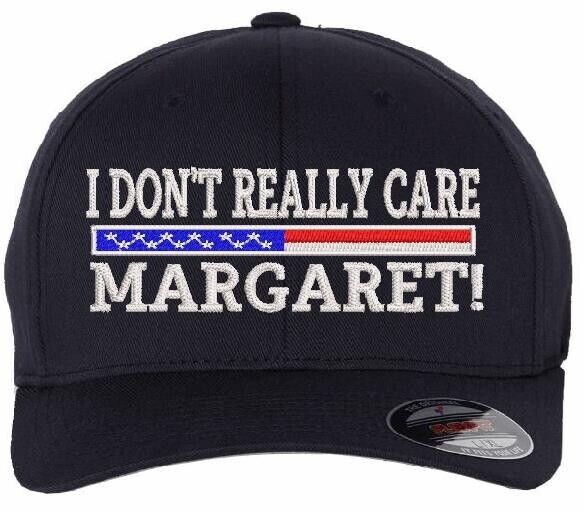 JD Vance I don't really care Margaret Embroidered Flex Fit NAVY Hat & Back Flag