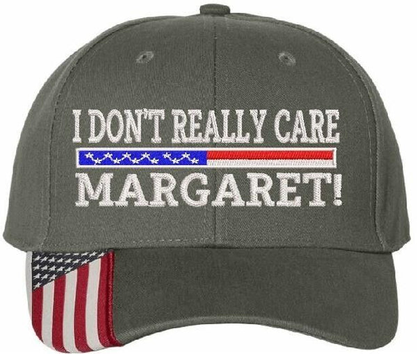 JD Vance I don't really care Margaret Embroidered Adjustable Hat OLIVE USA Brim