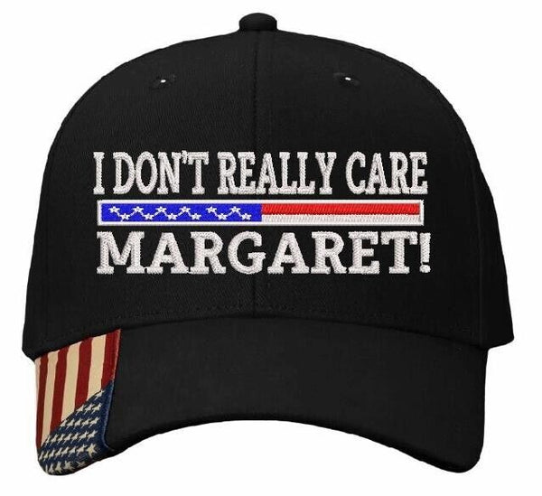 JD Vance I don't really care Margaret Embroidered Adjustable Hat BLACK USA Brim