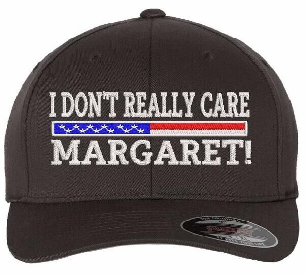 JD Vance I don't really care Margaret Embroidered Flex Fit GRAY Hat & Back Flag