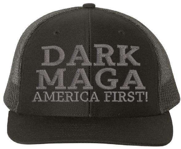 DARK MAGA Hat Flex fit or Adjustable Blackout Hat with back DARK GRAY Flag