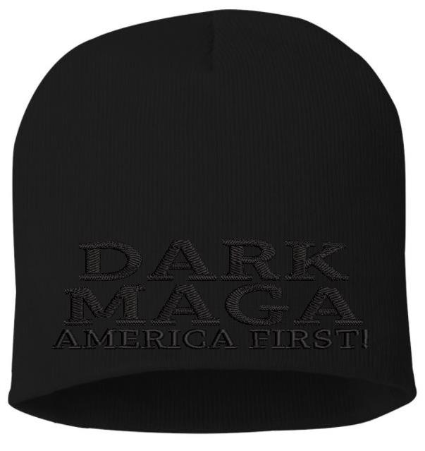 Trump Winter Hat - Embroidered Blackout DARK MAGA America FirstWinter Cuff or Beanie Hat