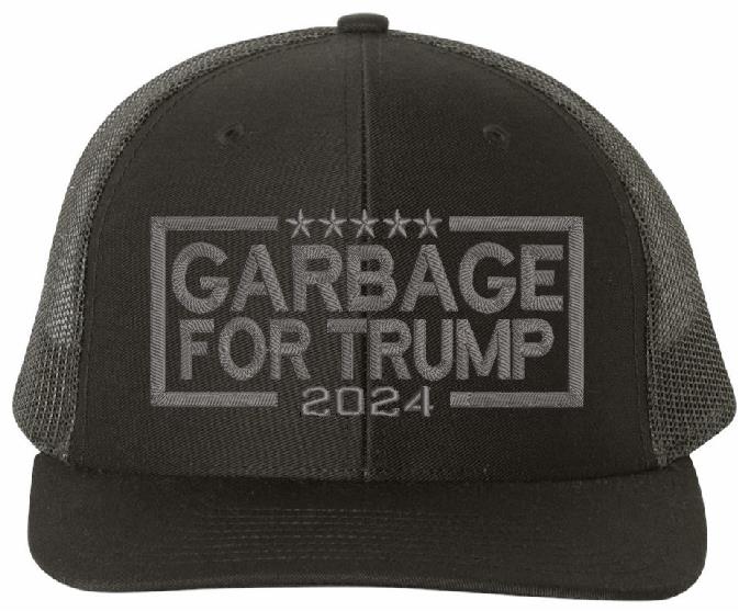 Garbage for Trump 2024 Hat - Embroidered Flex Fit or Adj. Trump Hat GRAY