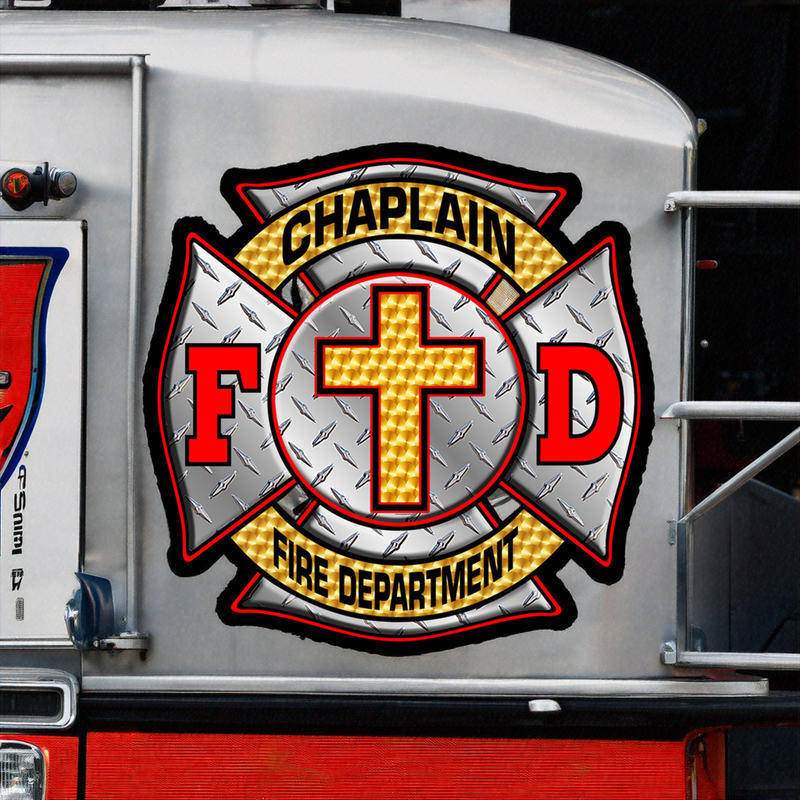 Firefighter Decal - Chaplain Fire Department Maltese Cross Window Sticker