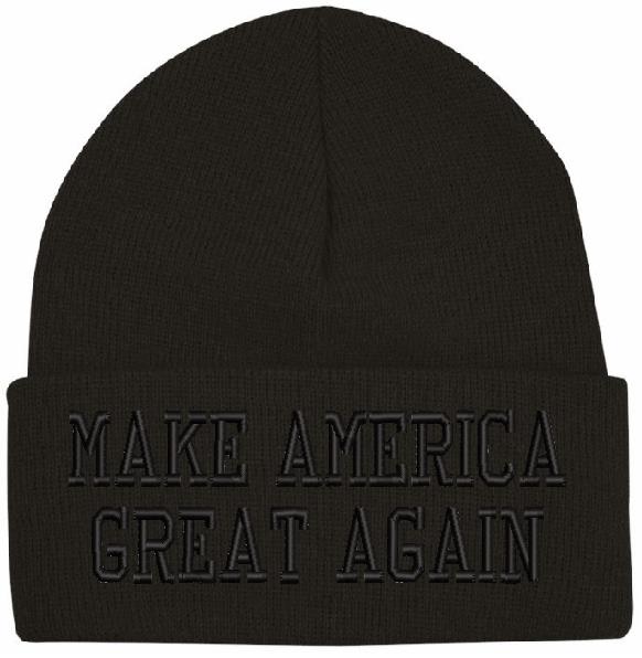 Trump Make America Great Again Embroidered Blackout Winter Cuff or Beanie Hat