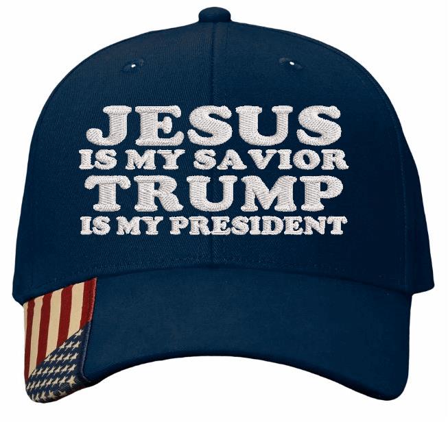 Jesus is my savior Trump is my President Outdoor Cap USA300 Flag Brim Hat Style