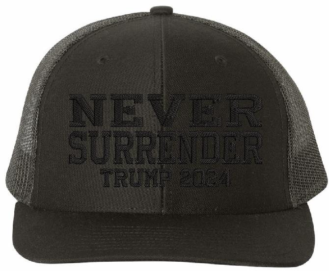 Trump 2024 Never Surrender Flex Fit or Adjustable Embroidered Hat