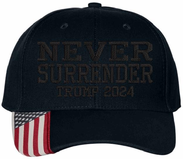 Dark MAGA TRMP Vance Never Surrender Dark MAGA Embroidered Adj. Hat