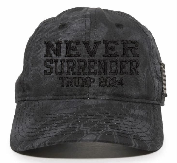 Dark MAGA TRMP Vance Never Surrender Dark MAGA Embroidered Adj. Hat