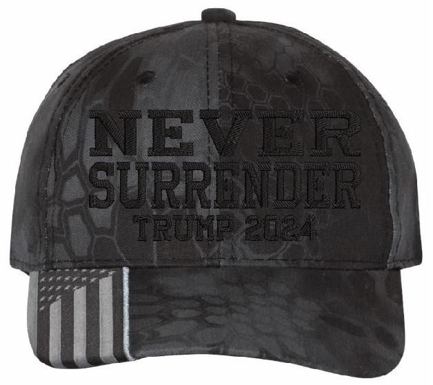 Dark MAGA TRMP Vance Never Surrender Dark MAGA Embroidered Adj. Hat