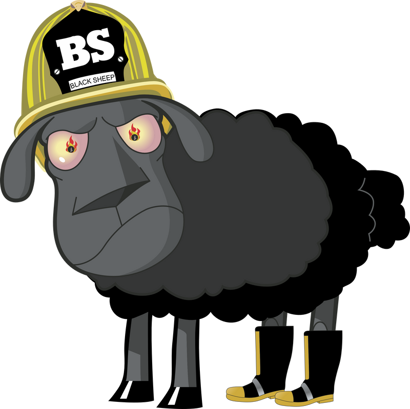 Firefighter Decal - Black Sheep Fire Deparment Outside UV Laminated Window Decal or Hardhat Decal