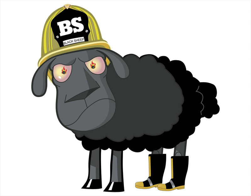 Firefighter Decal - Black Sheep Fire Deparment Outside UV Laminated Window Decal or Hardhat Decal