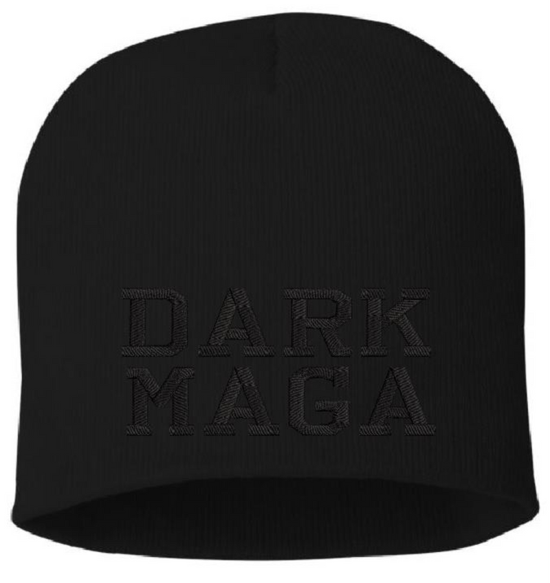 Trump Winter Hat - Embroidered Blackout DARK MAGA Winter Cuff or Beanie Hat