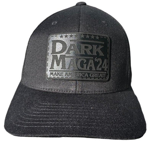 DARK MAGA Hat Leather Badge Hat - Flex Fit Blackout TRMP Hat