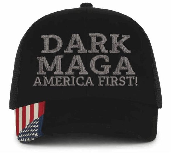 DARK MAGA Hat - Embroidered AM350 Black Mesh Back Adjustable Hat