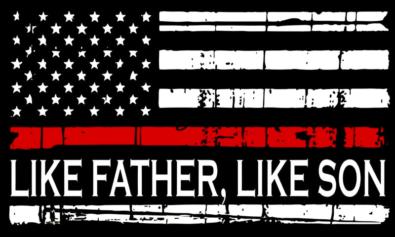 Firefighter Window Decal - Like Father Like Son Reflective Exterior Window Decal for your car or other hard surface.