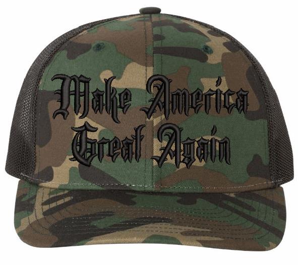 Trump 2024 Hat Gothic Dark MAGA Richardson 112P Green Camo Adjustable Hat Trump Supporters Republican Trump Vance Trump Merchandise