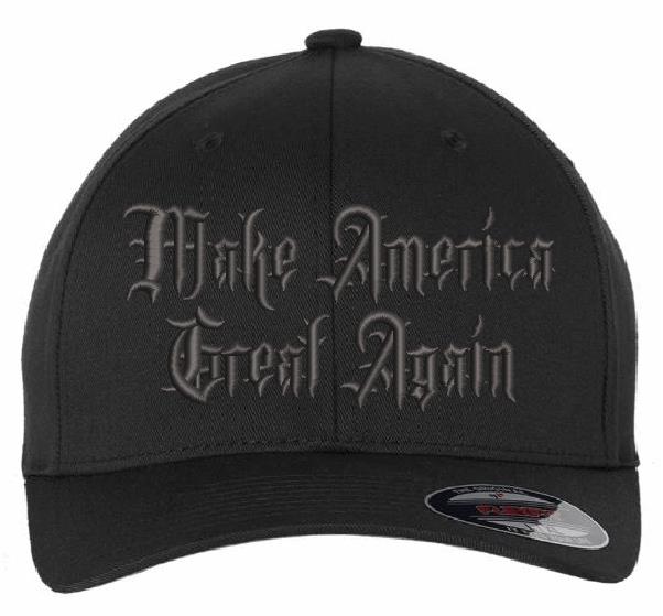 Trump 2024 Hat Gothic Dark MAGA Flex Fit or Adjustable Hat with SIDE FLAG