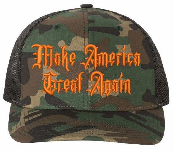 Trump 2024 Hat Gothic Dark MAGA Richardson 112P Green Camo ORANGE Adjustable Hat Trump Supporters Republican Trump Vance Trump Merchandise