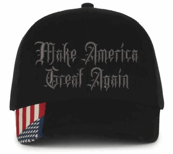 Trump 2024 Hat Gothic Dark MAGA USA300M Black Mesh Back Flag Brim Hat Trump Supporters Republican Trump Vance Trump Merchandise