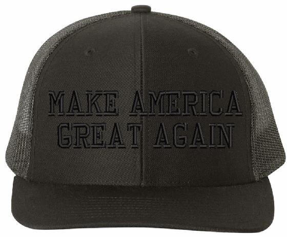 MAGA America Great Blackout Flex Fit Hat with Side USA Embroidered Flag