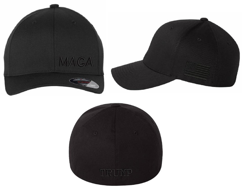 Trump Hat - Side Lower MAGA with Side Flag and Trump on the back