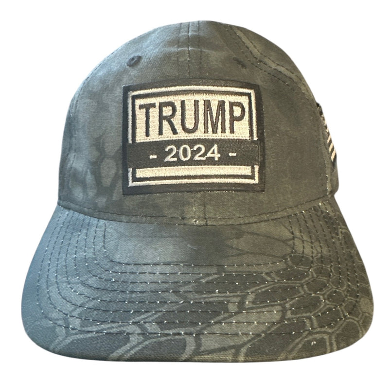 Trump 2024 Hat - Trump 2024 Patch on TAC600 Adjustable Hat with Side USA Flag Patch