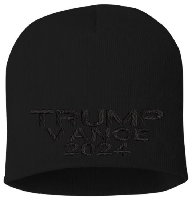 Trump Winter Hat - Embroidered Blackout Trump Vance 2024 Winter Cuff or Beanie Hat