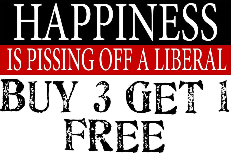 Happiness is Pissing off a Liberal Bumper Sticker 8.8" x 3" Trump Bumper Decal