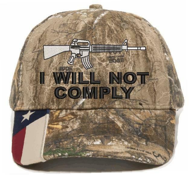 I WILL NOT COMPLY HAT with AK47 AR15 Gun Embroidered Adjustable Hat-Various Hats