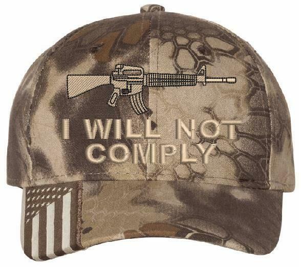 I WILL NOT COMPLY HAT with AK47 AR15 Gun Embroidered Adjustable Hat-Various Hats - Powercall Sirens LLC