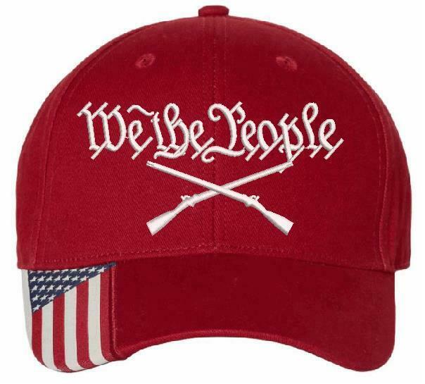 We The People Embroidered Hat 2nd Amendment USA300 Outdoor Cap w/Flag Brim