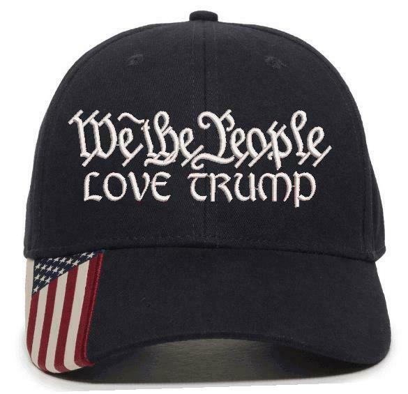 We The People "LOVE TRUMP" Embroidered Hat 2nd Amendment USA300 hat w/Flag Brim