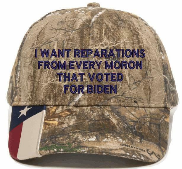 I want reparations from every moron hat USA300 Adjustable Embroidered Hat