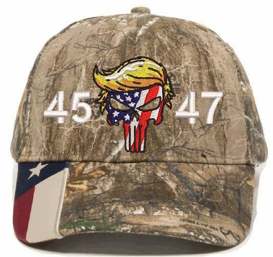 Trump Hat - Embroidered 45 47 Trump Punisher USA300 Adjustable Hat MAGA TRUMP