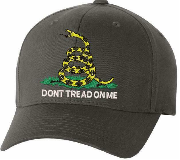 Don't Tread on Me Embroidered Flex fit or Adjustable Ball Cap - Various Options