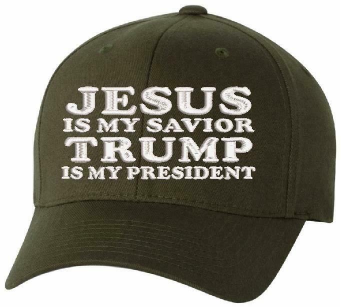 Jesus is my savior Trump is my President Flex Fit Embroidered Hat