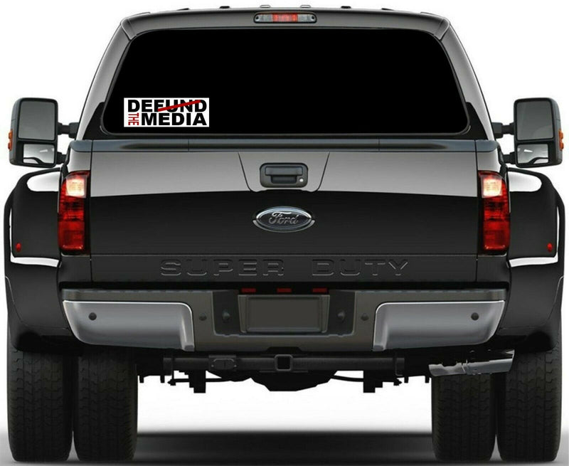 Defund the Media Bumper Sticker Fake News Decal 8.7" x 3" Buy 3 get one free