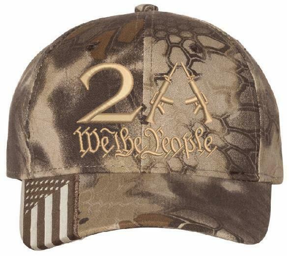 We the People 2nd Amendment 2A Embroidered Adjustable Hat w/ Flag Brim or Orange