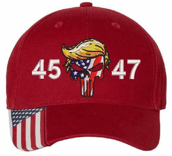 Trump Hat - Embroidered 45 47 Trump Punisher USA300 Adjustable Hat MAGA TRUMP